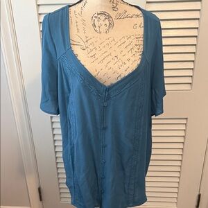torrid Teal Scoop-Neck Button-Front Blouse